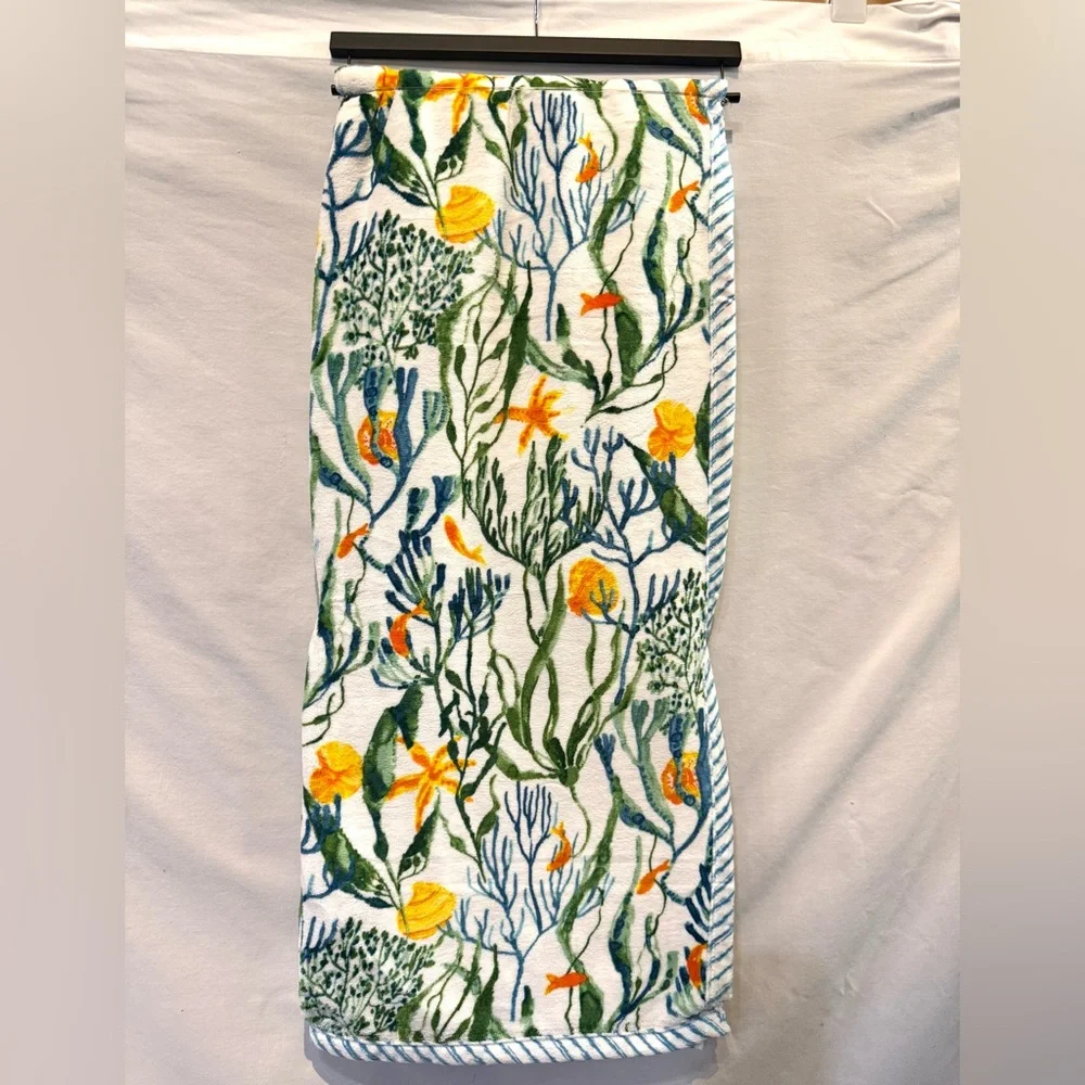 NEW - Upscale Resort Living Tropical Sea Life Velvet Plush Reversible Throw
